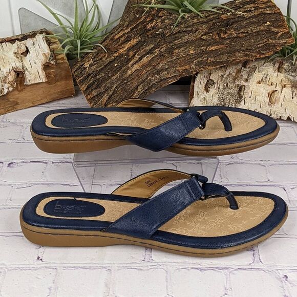 Boc Womens Slip On Leather Sandals Flip Flops - Navy Blue - Picture 3 of 9